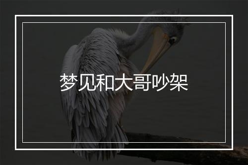 梦见和大哥吵架