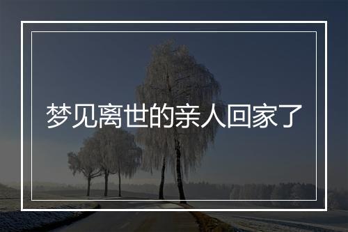 梦见离世的亲人回家了