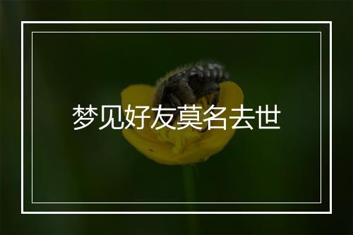 梦见好友莫名去世