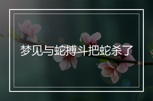 梦见与蛇搏斗把蛇杀了