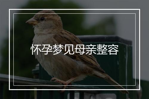 怀孕梦见母亲整容