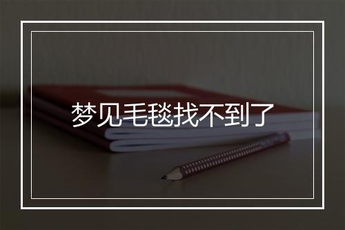 梦见毛毯找不到了