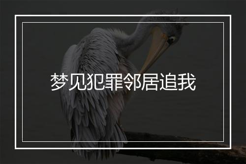 梦见犯罪邻居追我