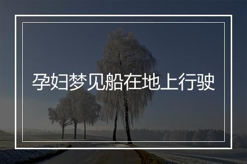 孕妇梦见船在地上行驶