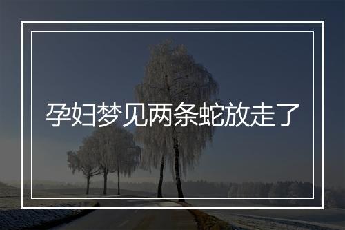 孕妇梦见两条蛇放走了