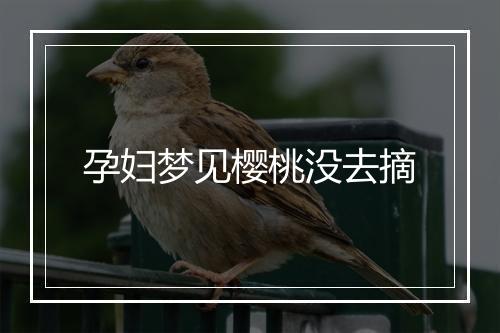 孕妇梦见樱桃没去摘