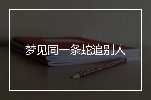 梦见同一条蛇追别人