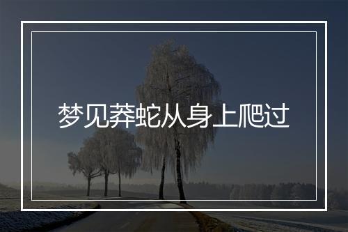 梦见莽蛇从身上爬过