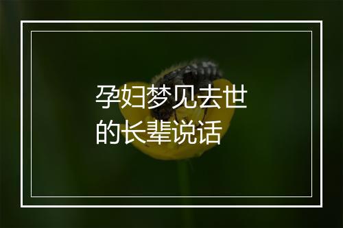 孕妇梦见去世的长辈说话