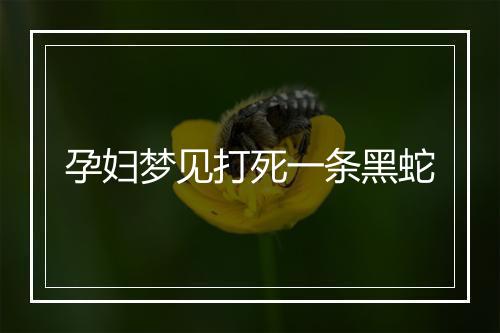 孕妇梦见打死一条黑蛇