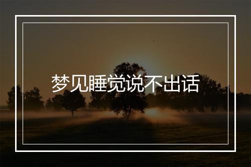 梦见睡觉说不出话