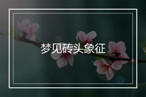 梦见砖头象征