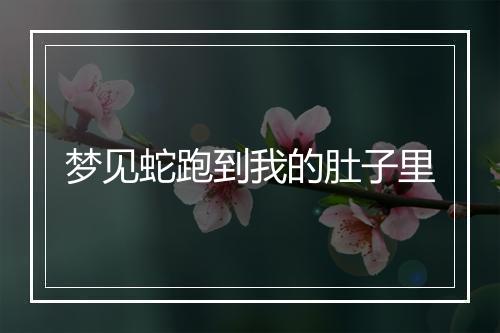 梦见蛇跑到我的肚子里