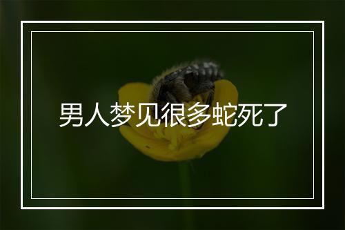 男人梦见很多蛇死了