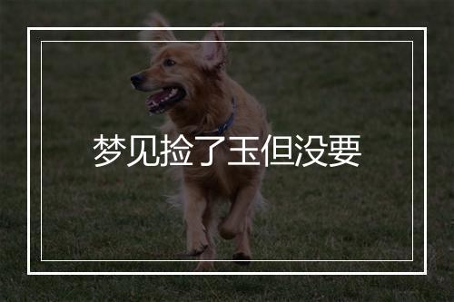 梦见捡了玉但没要