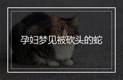 孕妇梦见被砍头的蛇