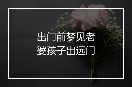 出门前梦见老婆孩子出远门