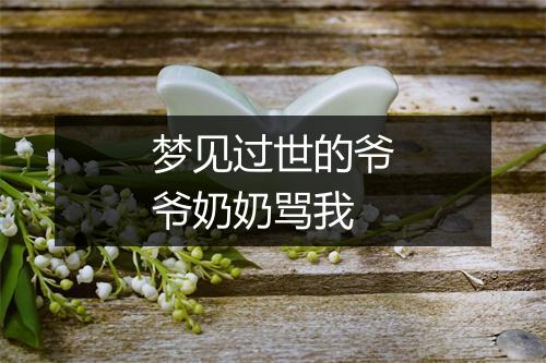 梦见过世的爷爷奶奶骂我