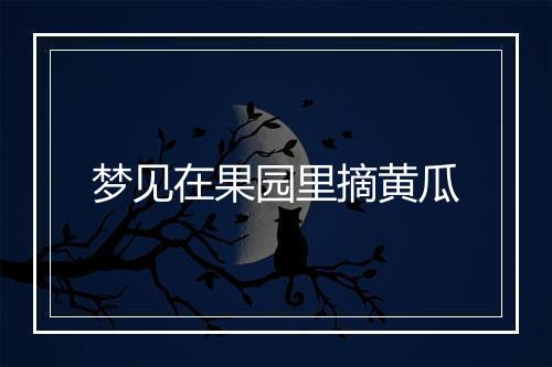 梦见在果园里摘黄瓜