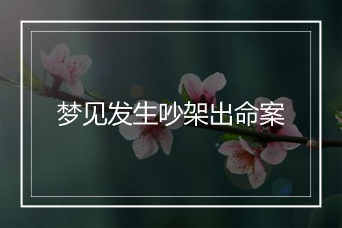 梦见发生吵架出命案