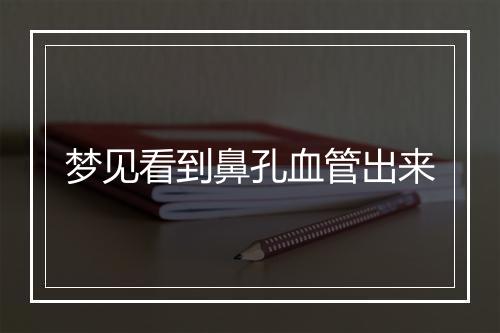 梦见看到鼻孔血管出来