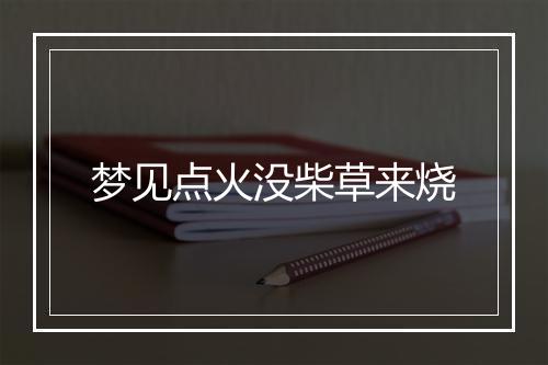 梦见点火没柴草来烧