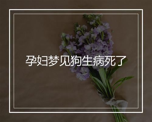 孕妇梦见狗生病死了