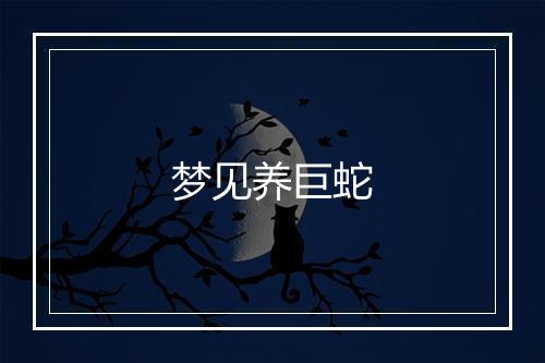 梦见养巨蛇