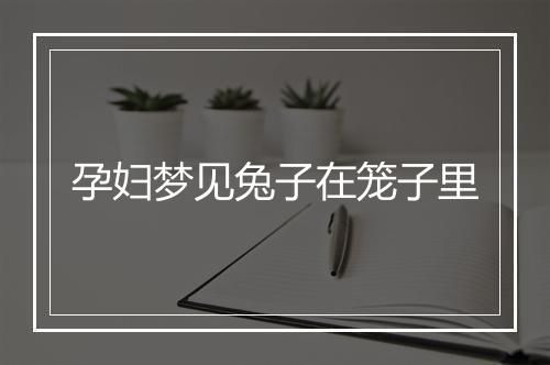 孕妇梦见兔子在笼子里