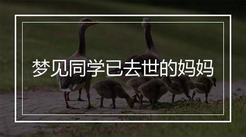 梦见同学已去世的妈妈