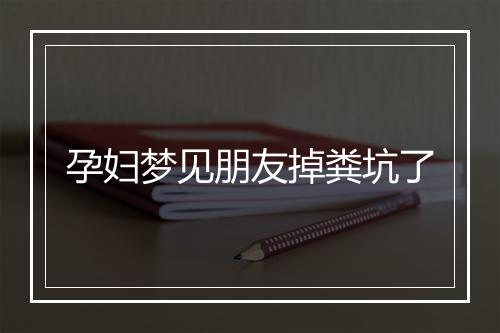 孕妇梦见朋友掉粪坑了