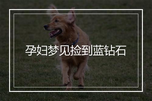 孕妇梦见捡到蓝钻石