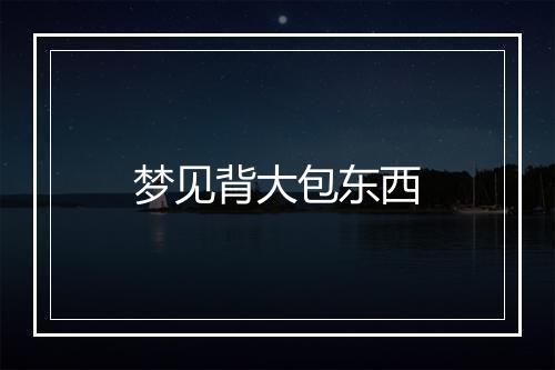 梦见背大包东西