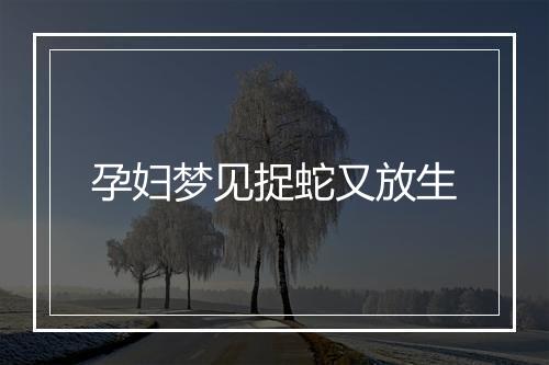 孕妇梦见捉蛇又放生