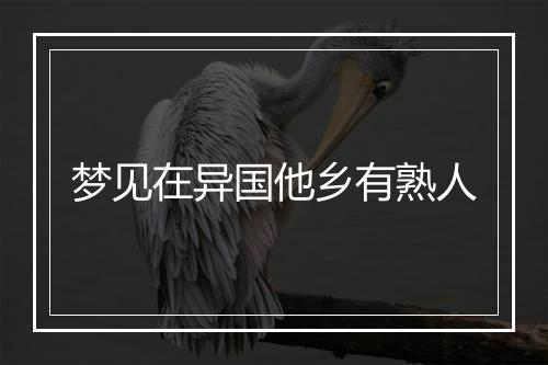 梦见在异国他乡有熟人