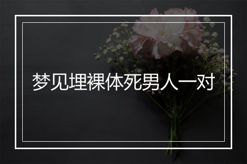 梦见埋裸体死男人一对