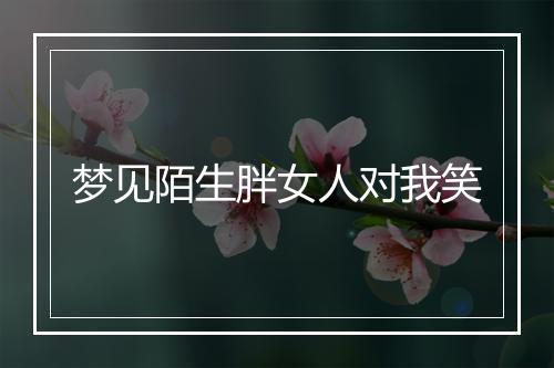 梦见陌生胖女人对我笑