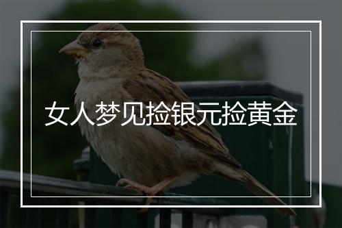 女人梦见捡银元捡黄金