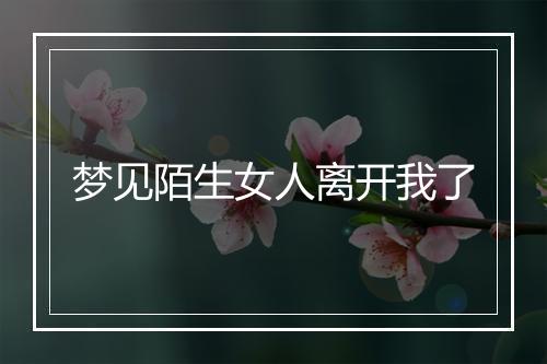 梦见陌生女人离开我了