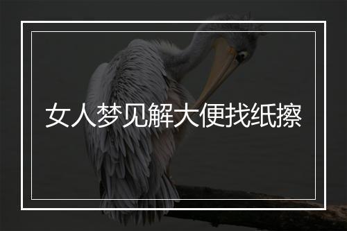 女人梦见解大便找纸擦