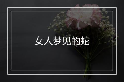 女人梦见的蛇