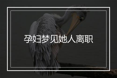 孕妇梦见她人离职