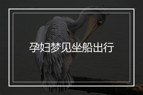 孕妇梦见坐船出行