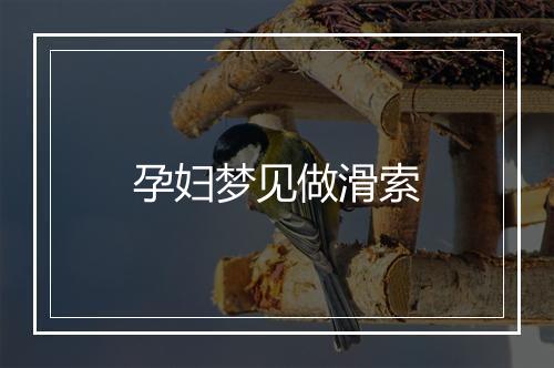 孕妇梦见做滑索