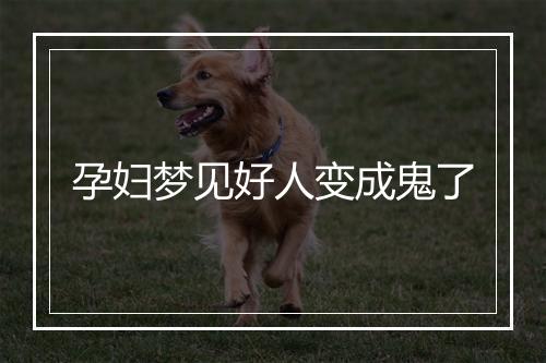 孕妇梦见好人变成鬼了