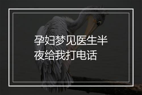 孕妇梦见医生半夜给我打电话