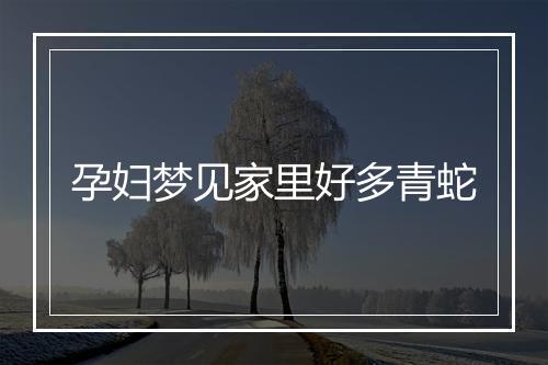 孕妇梦见家里好多青蛇