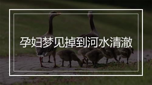 孕妇梦见掉到河水清澈