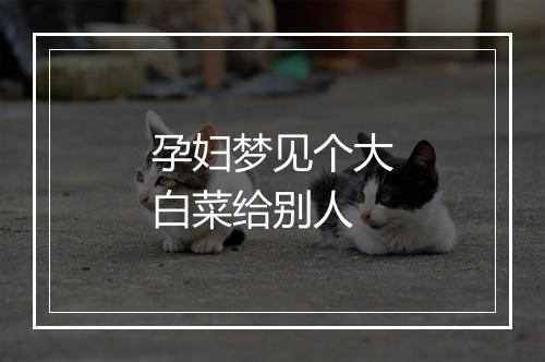 孕妇梦见个大白菜给别人