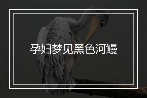 孕妇梦见黑色河鳗